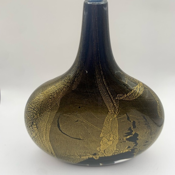 Vase Gold over black Lollipop Hand Blown Luxury Glass by Michael Harris. - Picture 3 of 9